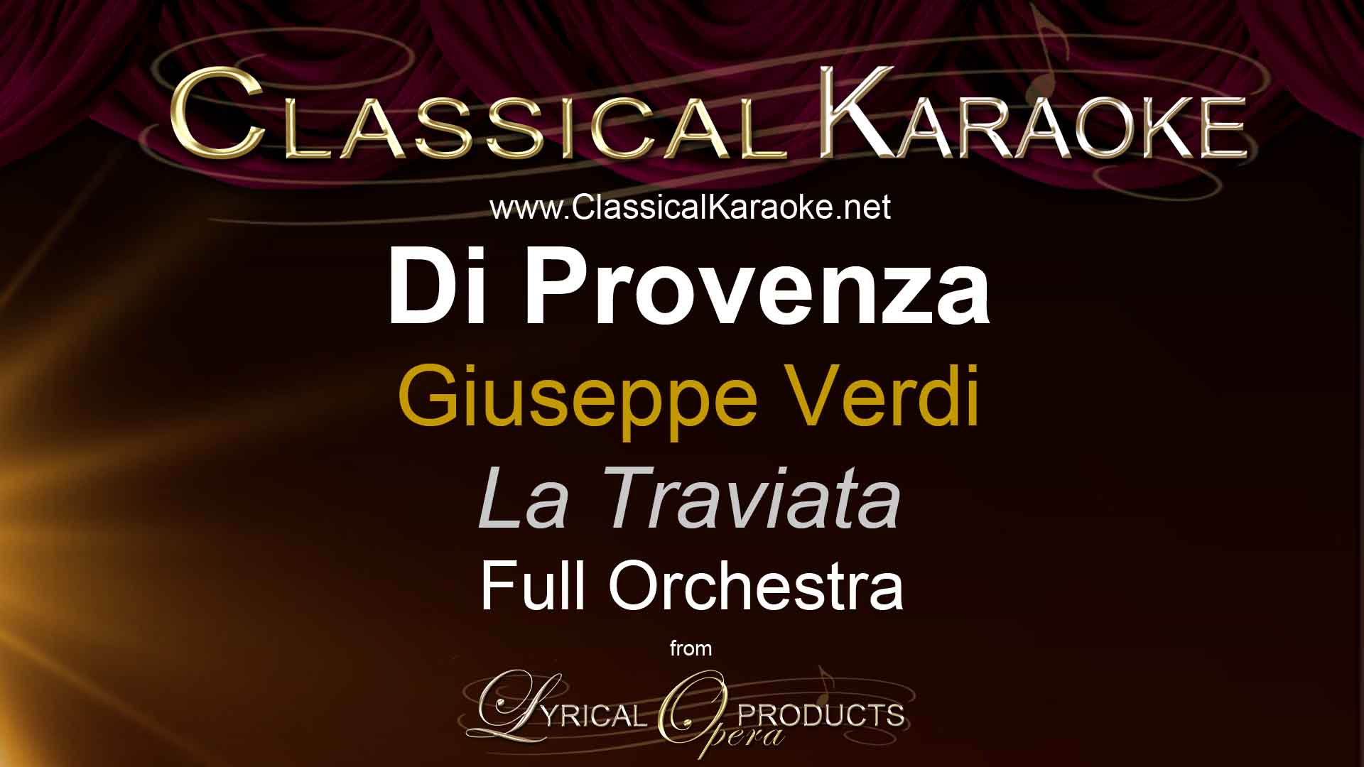 Di Provenza, from La Traviata, Full Orchestral Accompaniment (karaoke) track