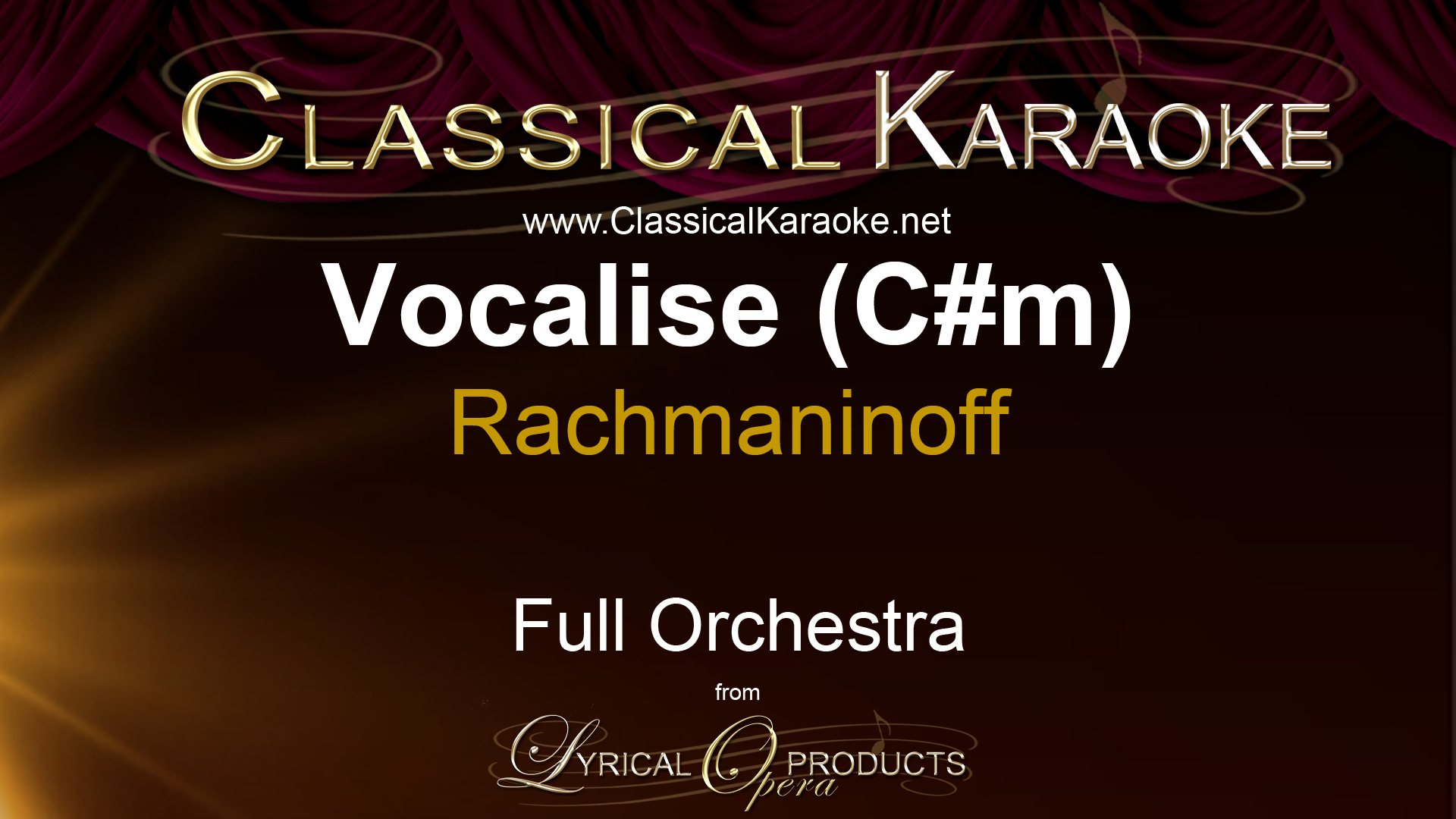 Vocalise (C#m), by Rachmaninoff, Full Orchestral Accompaniment (karaoke) track